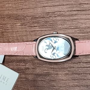 Elle time pink leather watch